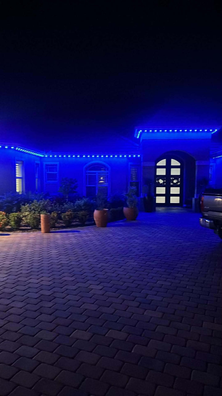 Permanent lights on mansion luxury home in Fort Meyers