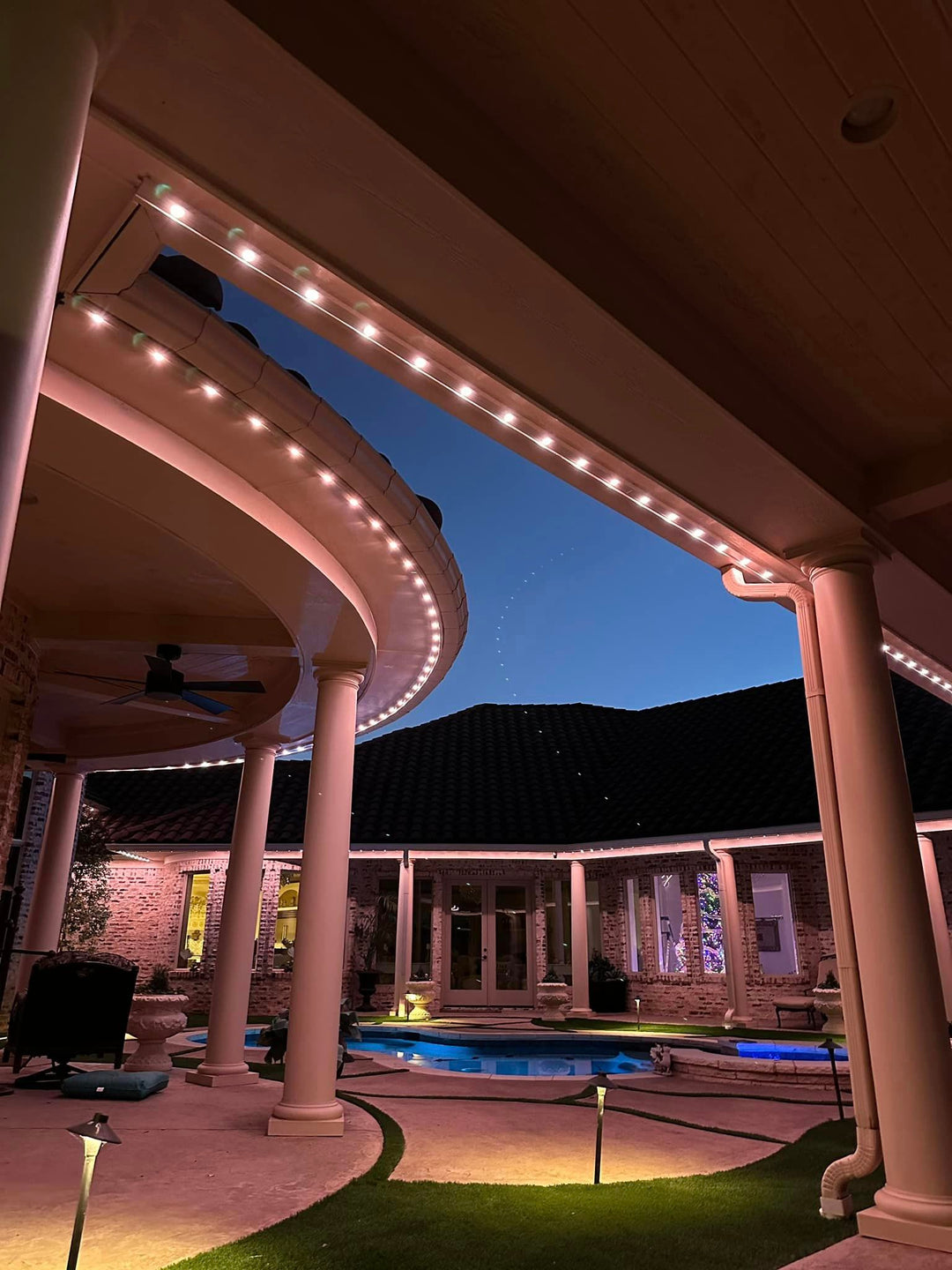 outdoor patio backyard permanent soffit lights in Sarasota, FL